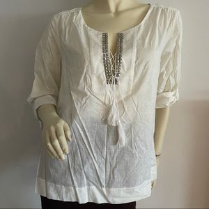 J. Crew white tunic with adjustable sleeve